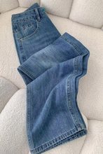 复古蓝宽松直筒牛仔裤女春秋新款高腰显瘦美式垂感百搭窄版阔腿裤