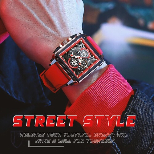 LIGE/Lige cross-border new men's watch square multi-function chronograph 30M waterproof watch