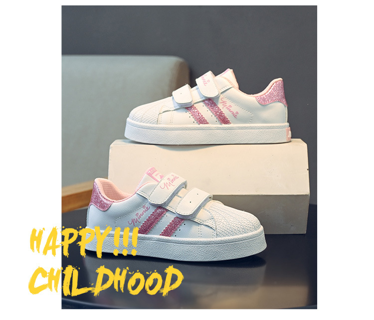 Shell Head per bambini 2023 Primavera/Estate Nuovi ragazzi e ragazze Velcro Suola morbida Piccola tavola sportiva coreana traspirante bianca_voghion.com