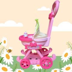 子供のままごとのおもちゃの車の赤ちゃんの早教の益智の女の子は人形の手押し車のショッピングカートをシミュレーションします。