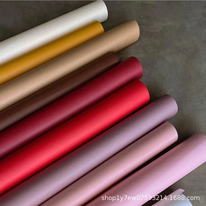 风华艺术纸纯色加厚包装纸防水牛皮纸包花纸鲜花包装材料现货批发