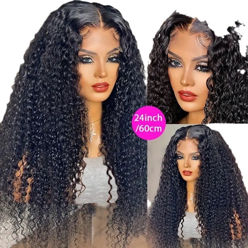 Lace Front Wig for Women, Long Hair, Middle Part, African Small Curls, Long Curly Hair, Fluffy Full Wig, European and American Style, Exotic Style