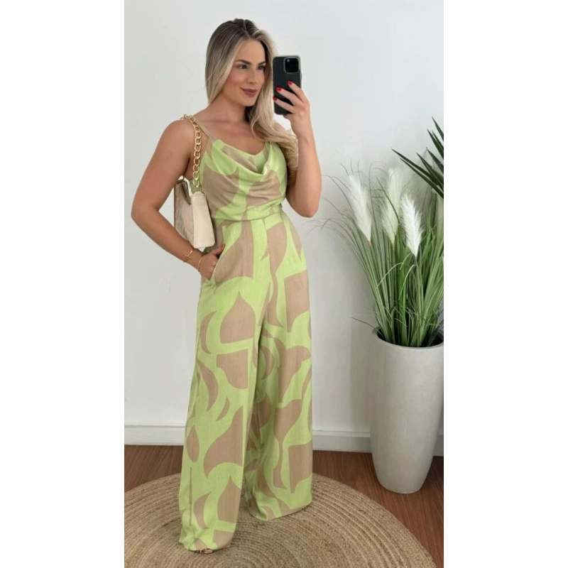 Широкий комбинезон с рукавами «летучая мышь» и принтом