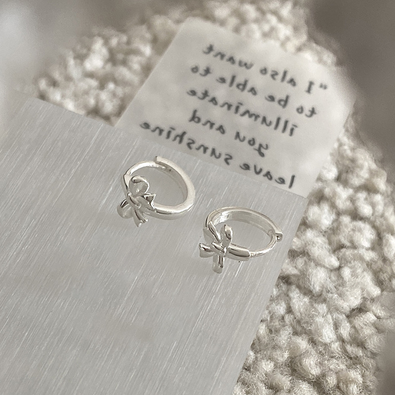 S pure silver bow earrings for women, 2020 new versatile ear buckles, student fairy temperament earrings, popular trend_voghion.com