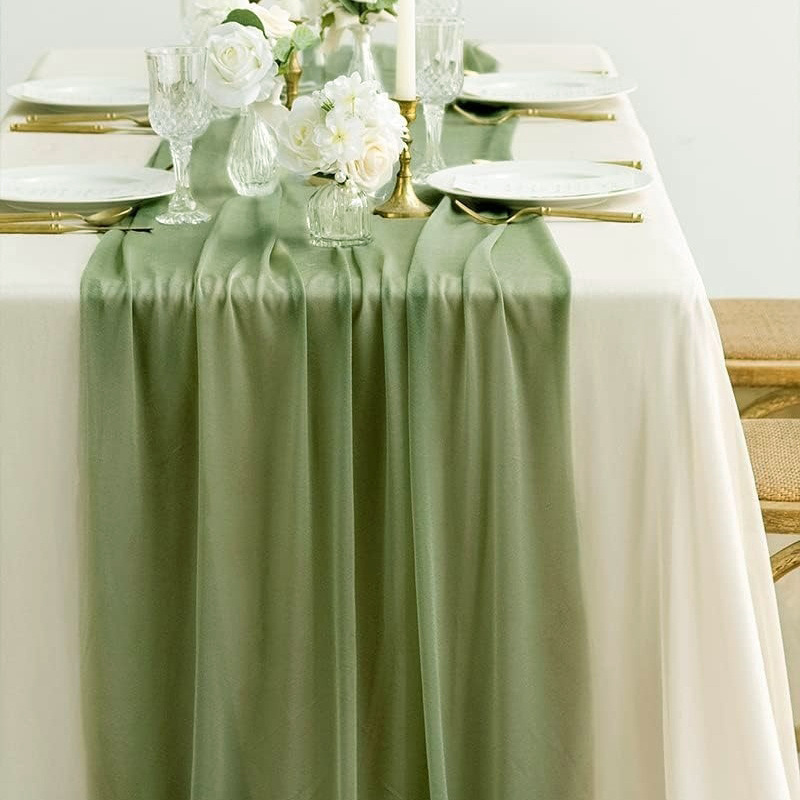 Table Runner, Gauze Curtain, Beauty Gauze, Bali Gauze, Wedding and Birthday Party Event Decoration, Table Crepe Cloth, Chiffon Tablecloth