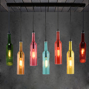 Bar atmosphere chandelier retro industrial style restaurant coffee shop leisure bar KTV glass wine bottle decorative chandelier