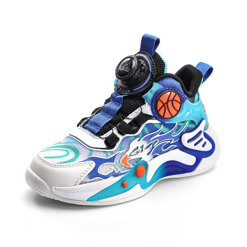 Ag.Dog Boys' Summer 2024 New Release Children's Professional Basketball Shoes with Rotating Button, Breathable, Glow-in-the-Dark Sports Shoes
