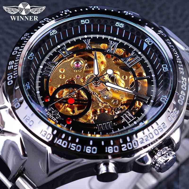 Winner T-Winner Fashion Full Steel Hollow Automatic Mechanical Wholesale Men's Watch_voghion.com