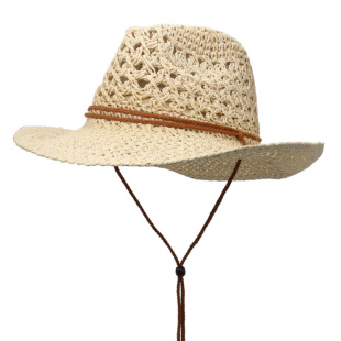 Retro Western Cowboy Beach Hat Amazon Straw Hat for Men and Women Outdoor Travel Cross-border Foreign Trade Ethnic Style Top Hat