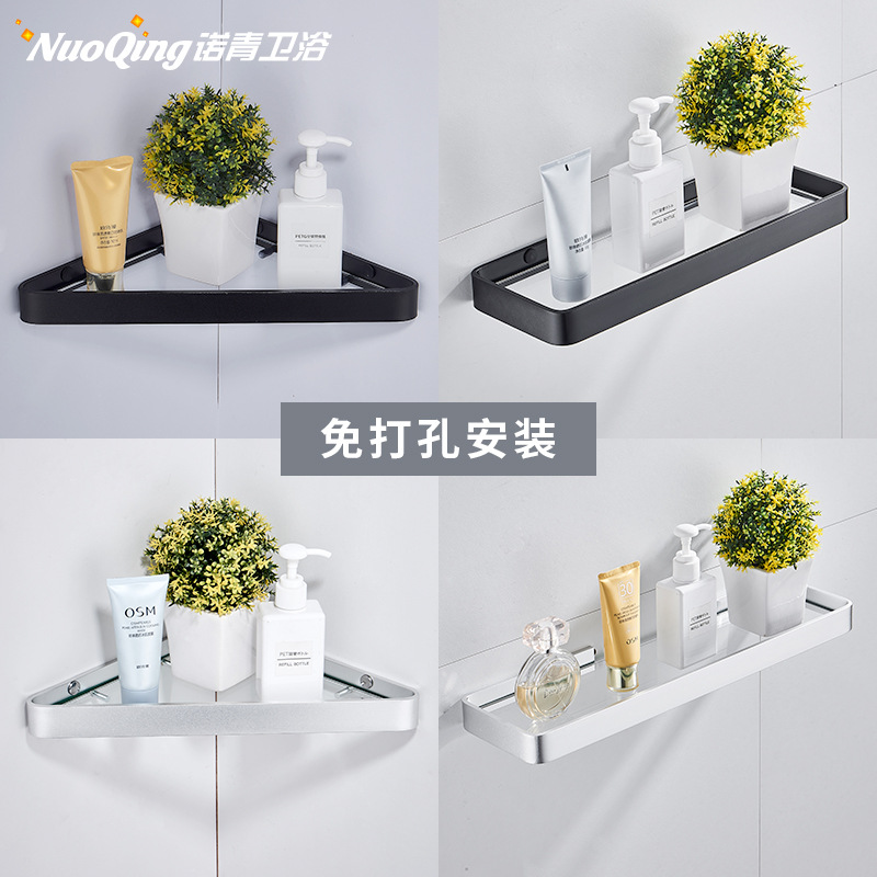 Baño sin perforaciones estante de almacenamiento de pared inodoro lavabo cosmético espejo de vidrio frontal de almacenamiento