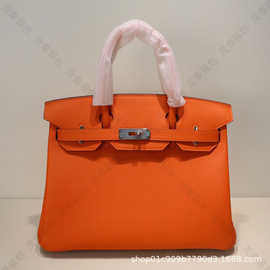 纯手工蜡线2023新款荔枝纹铂金包togo凯莉包女单肩手提大容量包