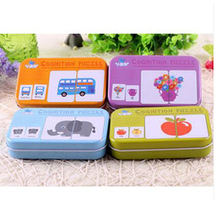 Simple and Easy Children's Cartoon Story Iron Box Storage Puzzle for Children's Handicraft and Brain Development, Early Education and Enlightenment Toys, Cards