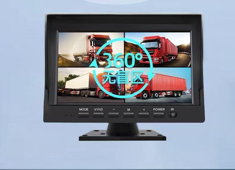 Truck dashcam with 2-channel monitoring, high-definition night vision, reversing camera, parking assistance, and MP5 video/music all-in-one device