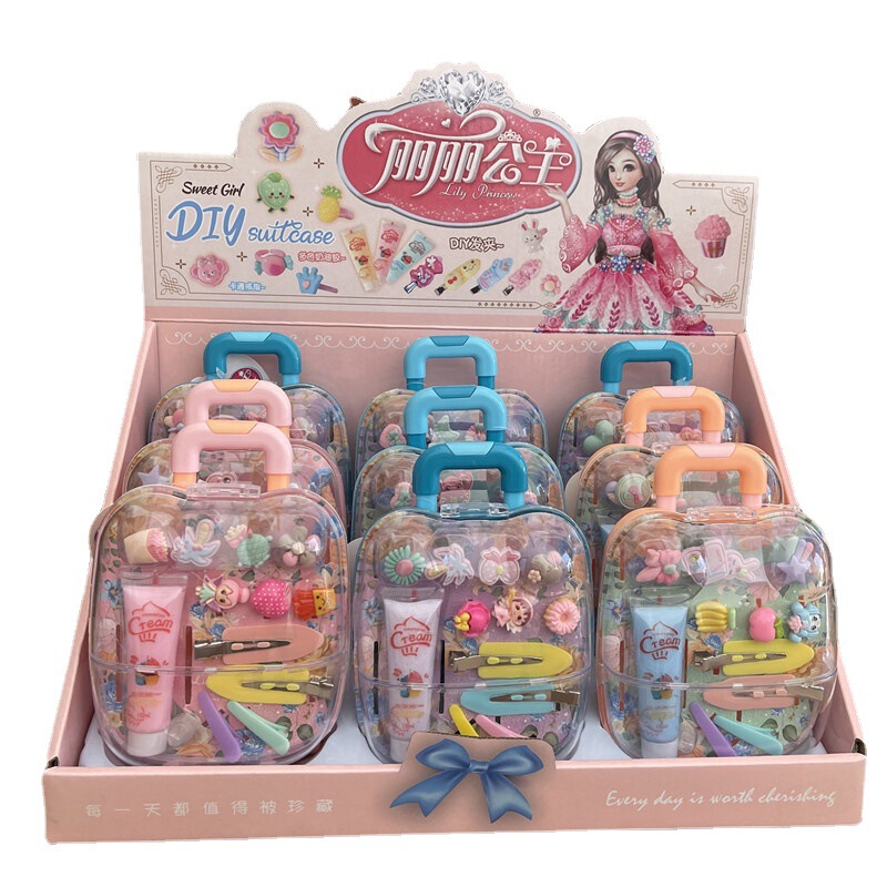 震え音新商品女の子お姫様アクセサリー箱キャリーケースままごと玩具シミュレーションヘアクリップ百宝箱子供玩具|undefined