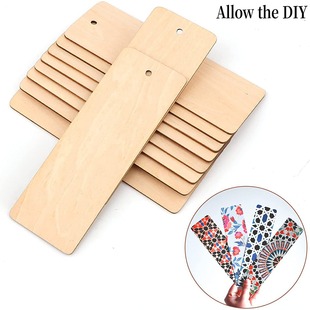 Spot Wooden Blank Bookmarks DIY Wooden Craft Bookmarks Special-Shaped Wooden Pendants Laser Cutting Wood Chips Wholesale