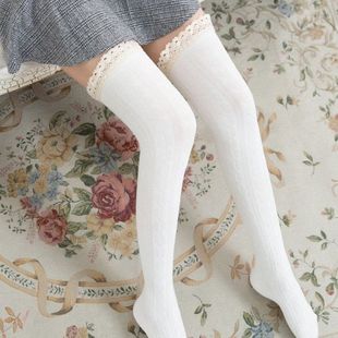 Autumn and Winter new over-the-knee socks linen lace socks eight-word pattern long women's socks hollow lace socks retro Lolita women's socks