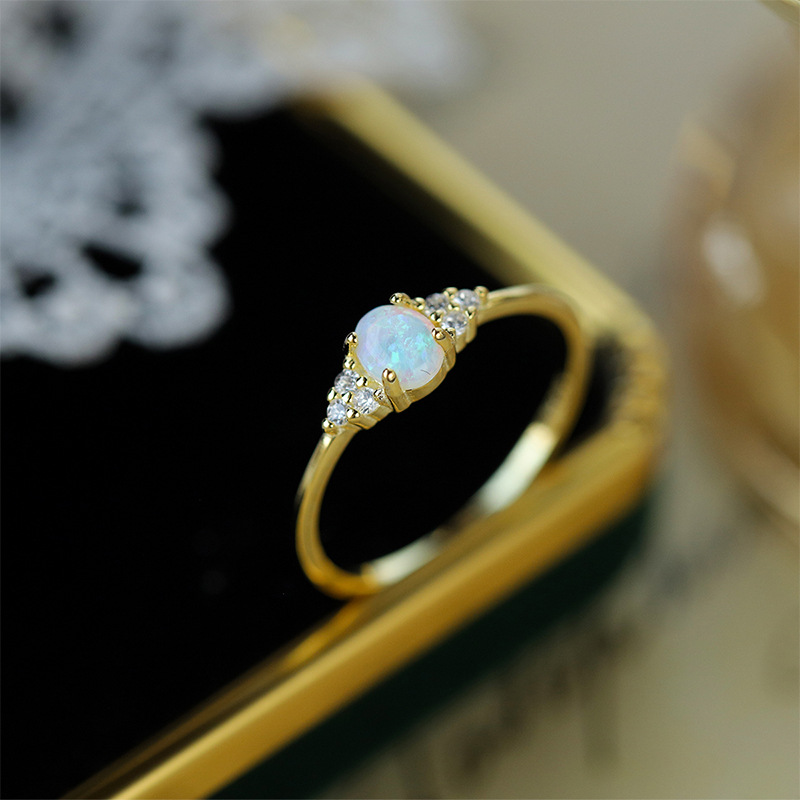 Rings Classification 6, 7, 8 Ring Size 1 Piece 925 Sterling Silver Opal Geometric Knot Opal Rings