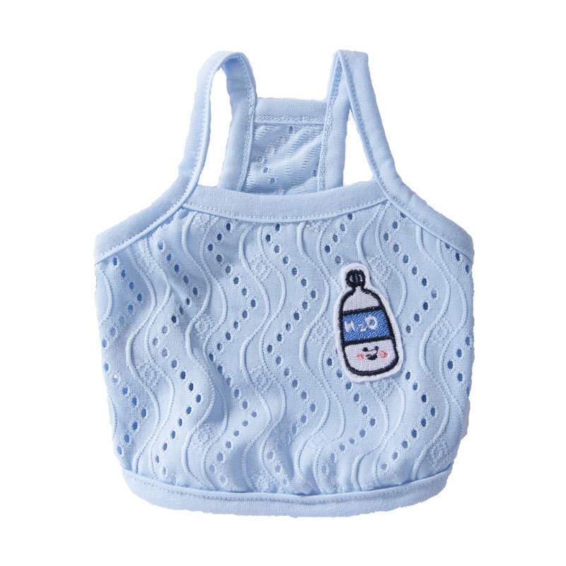 Primavera y verano cachorro parche simple Sling delgada malla transpirable gato pies mediano y pequeño perro ropa para mascotas