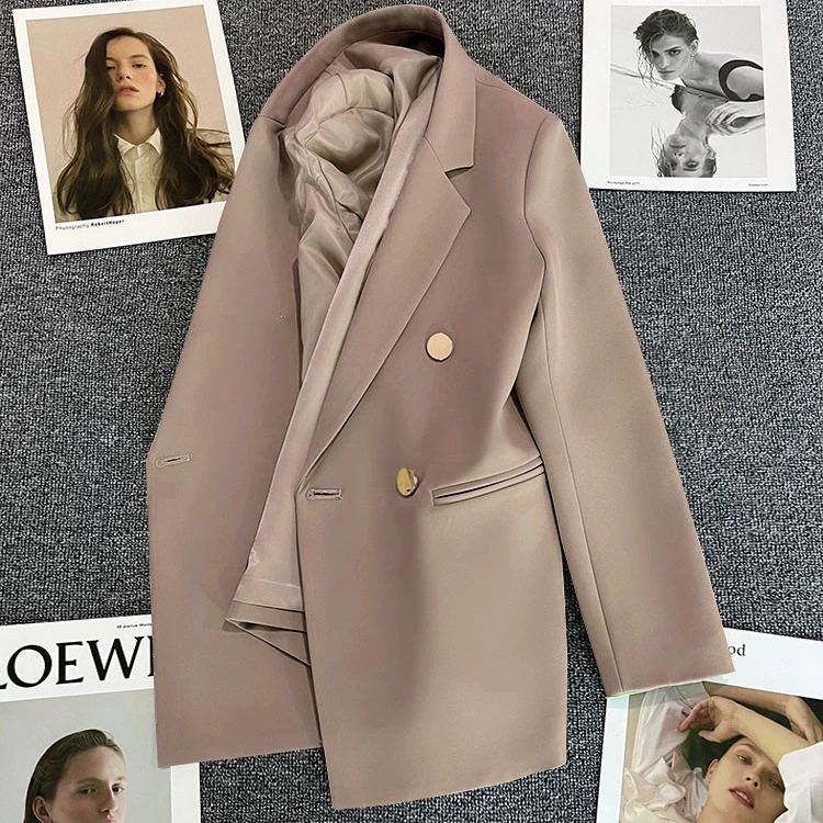 Autumn white fitted suit, jacket, high-quality style
