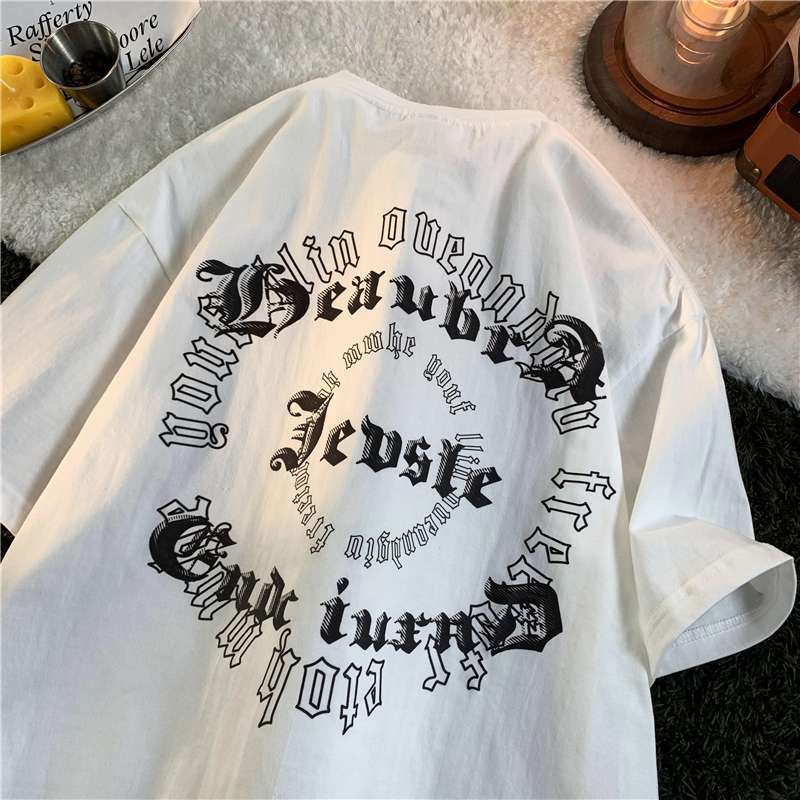 Official Image Special Price 200g Pure Cotton Large Size Korean Style Loose Casual Printed T-Shirt Summer New Versatile Drop Shoulder Short Sleeve Women's Official Image Special Price 200g Pure Cotton Large Size Korean Style Loose Casual Printed T-Shirt Summer New Versatile Drop Shoulder Short Sleeve Women's