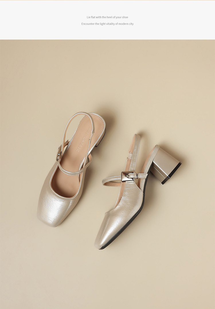 Giày sandal Mary Jane nữ quai ngang gót cao phong cách thanh lịch — BL795 Màu be chi tiết 19