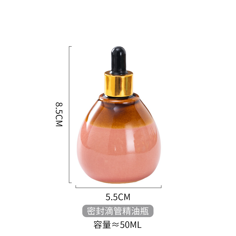 Cuentagotas de vidrio de alta calidad Esencia de aceite esencial de cerámica Cuidado de la piel botella salón de belleza spa tailandés aromaterapia spa botella de despliegue