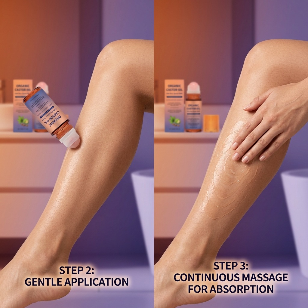 Aceite de Ricino en Roll-On Hidratante y Nutritivo para Masaje Corporal Diario