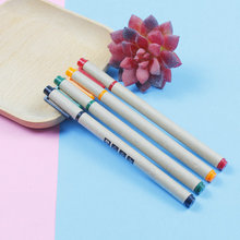 彩色挂钩插套纸管笔牛皮纸黑色签字水笔学习办公用笔环保