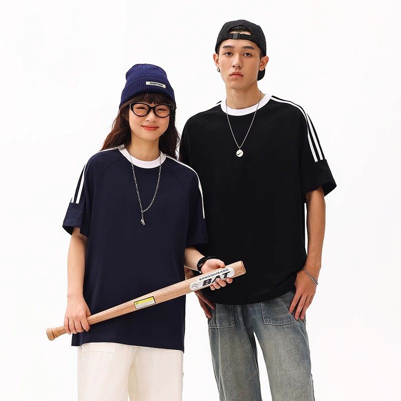 Custom T-shirt short-sleeved overalls printed logo cotton class clothes custom-made contrast raglan T-shirt diy embroidery