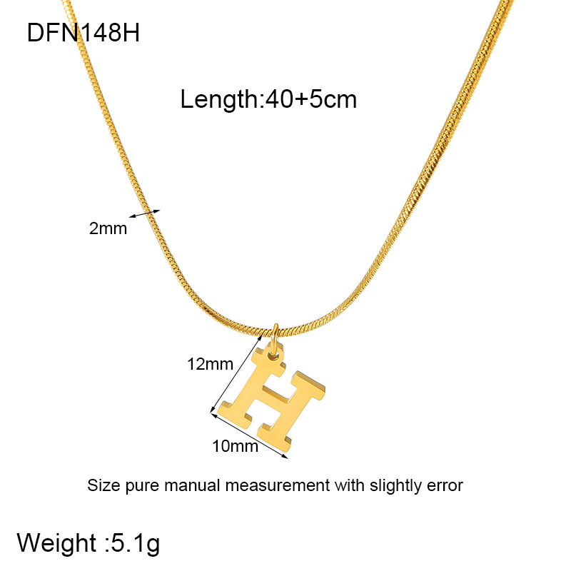 304 Stainless Steel 18K Gold Plated Simple Style Polishing Letter Pendant Necklace display picture 10