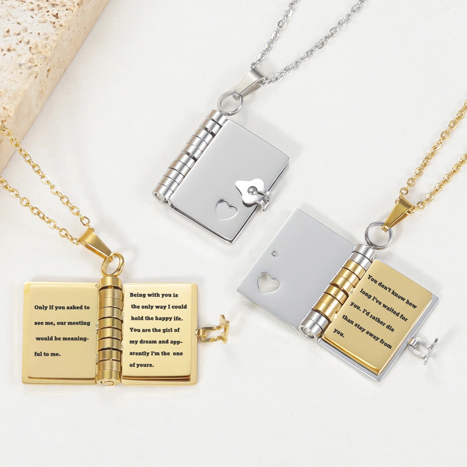 cable chain Chain Type Wholesale Jewelry IG Style Casual Book 304 Stainless Steel 18K Gold Plated Pendant Necklace