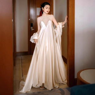 White One-Shoulder Evening Dress with French Style Engagement Dress, Celebrity Banquet Party Niche Dress