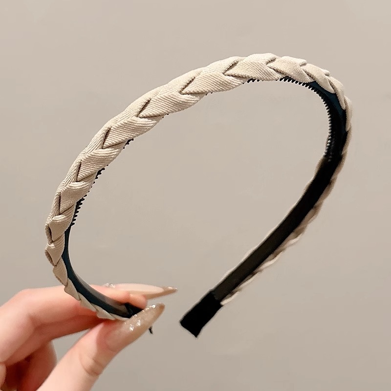 Cerebral alto trenzado banda de cabello mujer 2025 nuevo lavar la cara banda de cabeza dientes antideslizante presión tarjeta de cabello simple cabello tocado