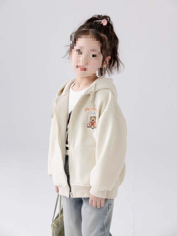 Girls' Casual Hooded Jacket Spring and Autumn New Fashion Children's Trendy Cartoon Bear Cardigan Top Girls' Casual Hooded Jacket Spring and Autumn New Fashion Children's Trendy Cartoon Bear Cardigan Top