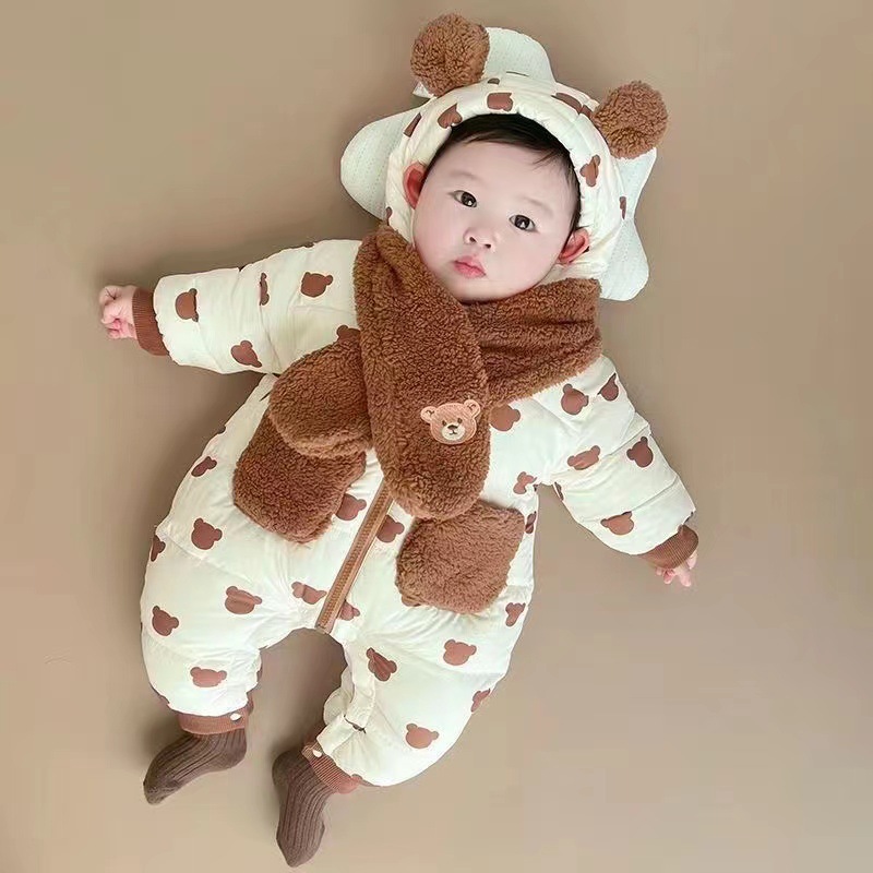 Ropa de bebé, ropa de invierno, recién nacidos, hombres y mujeres, bebés, monos súper lindos más algodón cálido de terciopelo, ropa de salida de invierno