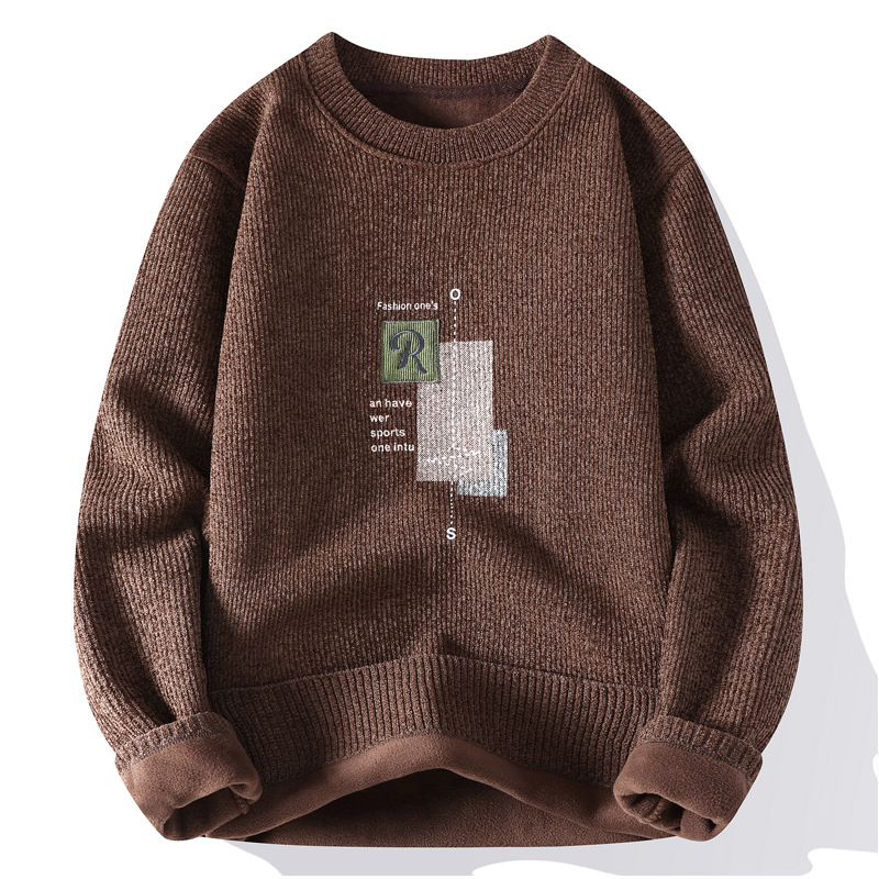 Una camiseta de terciopelo de cuello redondo para hombres otoño y invierno con camiseta de terciopelo de oro para hombres.