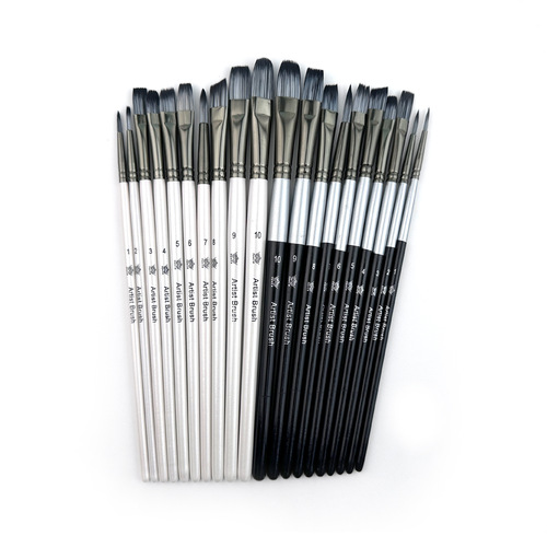 Cross-border 10-piece pearlescent white student painting set two-color nylon hair brushes children's watercolor hook line oil painting brushes