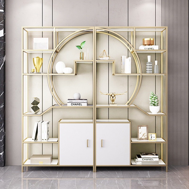 Modern Minimalist Chinese Style Bookshelf Office Light Luxury Tea Cabinet Display Shelf Ornament Multi-purpose Pavilion Tea Show Cabinet