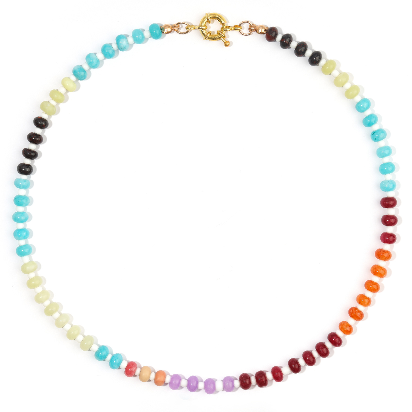Collier bohème en perles avec perles abaque multicolores femme_voghion.com