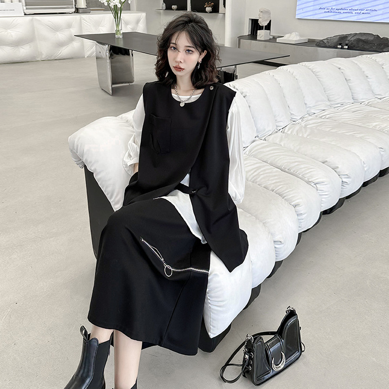 Yamamoto estilo oscuro volver cremallera chaleco para las mujeres primavera y otoño flojo adelgazamiento nicho diseño temperamento exterior abrigo image 4