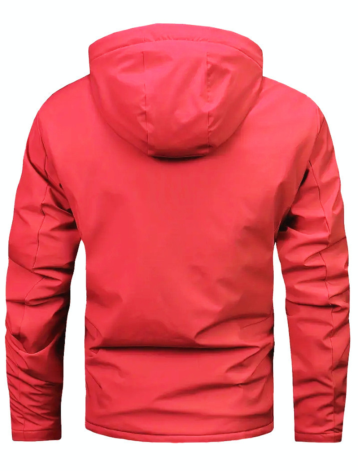 Giacca a vento casual da uomo in stile americano con cappuccio, foderata in pile, taglia grande, invernale 2024_voghion.com