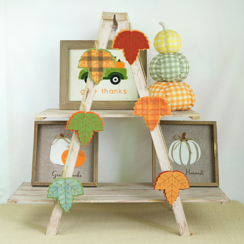 Cross-Border Autumn Thanksgiving Pumpkin Maple Leaf Ornaments Family Party Thanksgiving Pumpkin Leaf Decoration Pendant Thanksgiving