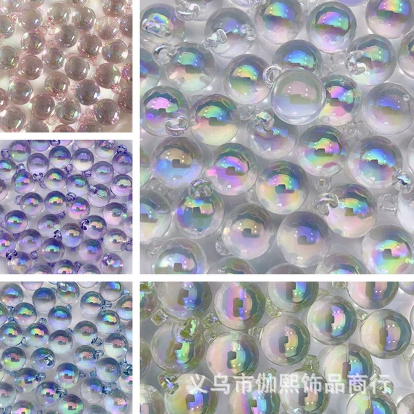 16mm Uv-Coated High-Transparency Round Bead with Hanging Hole for Handmade DIY Phone Chains, Keychains, Car Hanging Ornaments, Accessory Materials, Planet