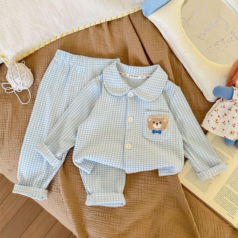 儿童睡衣秋男女童磨毛睡衣套中小童宝宝家居服两件套|undefined