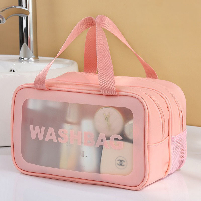 Juego de tres piezas de neceser esmerilado, bolsa de cosméticos de viaje impermeable de PVC, bolsa de aseo portátil de gran capacidad para viaje.