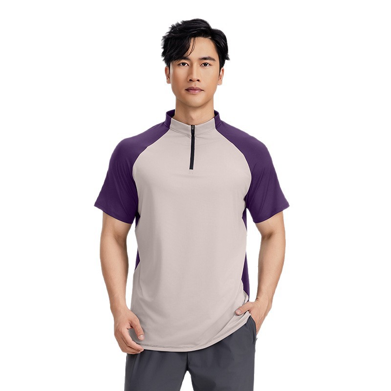 Seco rápido camiseta de hombre de manga corta camiseta de polo de cuello masculino camiseta de hombre empalmado contra el color de la tendencia de la camiseta de carrera