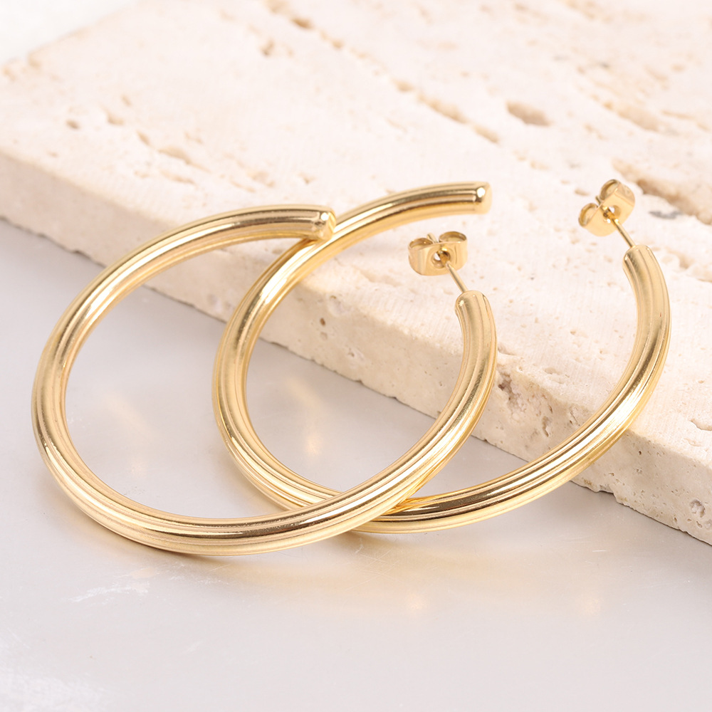 Metal Material 1 Pair Simple Style Solid Color Plating Metal Gold Plated Earrings