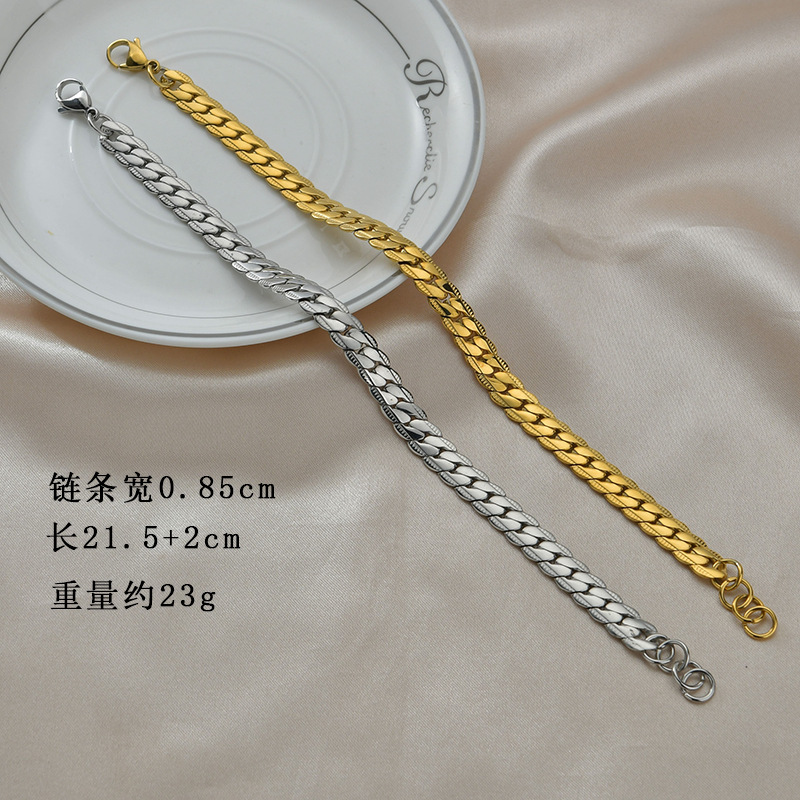 23g Weight Fashion Flower 304 Stainless Steel Plating No Inlaid 18K Gold Plated Unisex Bracelets