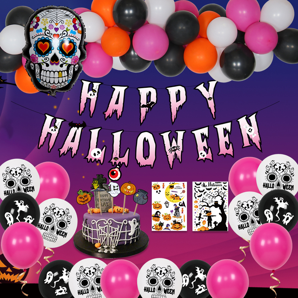 Nueva FIESTA DE Halloween decoración globo combinación cráneo calabaza globo fantasma fiesta Halloween globo traje