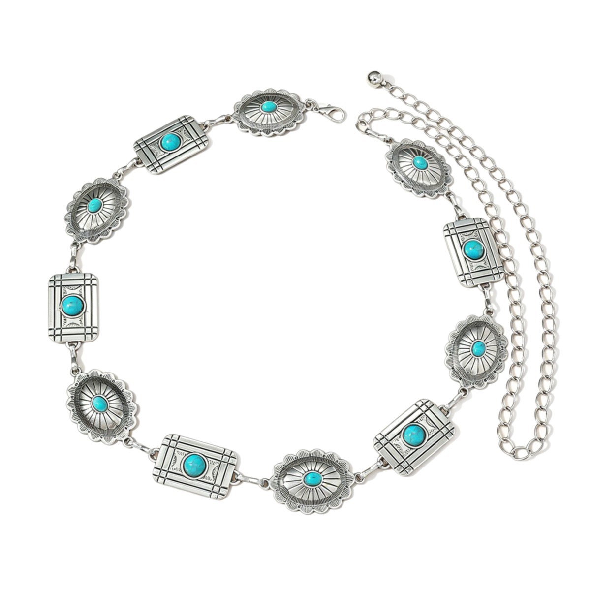 Boheemse tailleketting met turquoise steen voor dames_voghion.com
